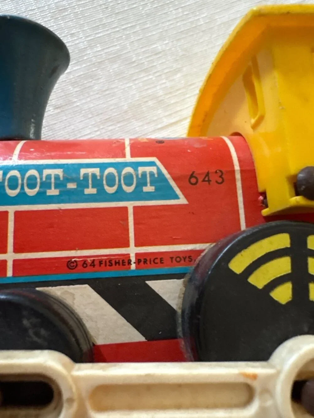 Fisher-Price Toot-Toot Train Engine #643 Vintage 1964 Wooden & Plastic Toy